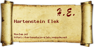 Hartenstein Elek névjegykártya